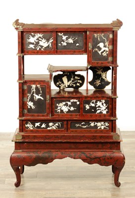 Lot 190 - A JAPANESE MEIJI PERIOD SHIBAYAMA LACQUERWORK COLLECTORS DISPLAY CABINET