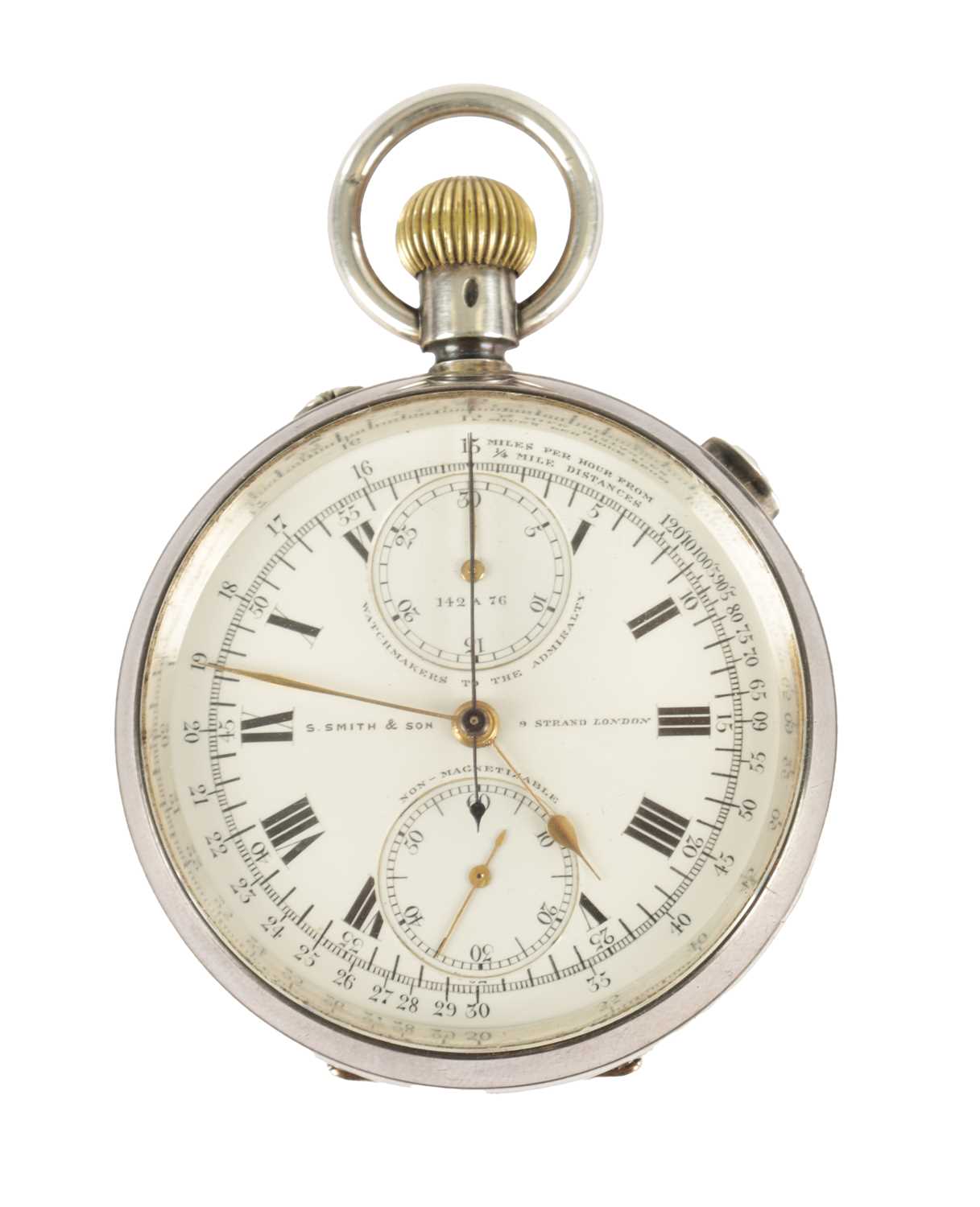 Lot 375 - S. SMITH & SON, LONDON. A LATE 19TH CENTURY SILVER KEYLESS LEVER SPLIT-SECOND CHRONOGRAPH POCKET WATCH