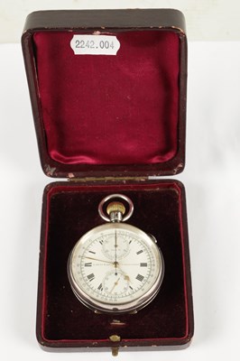 Lot 375 - S. SMITH & SON, LONDON. A LATE 19TH CENTURY SILVER KEYLESS LEVER SPLIT-SECOND CHRONOGRAPH POCKET WATCH