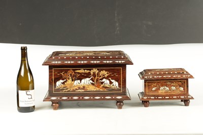 Lot 246 - TWO 20TH CENTURY INDIAN HARDWOOD LIDDED BOXES