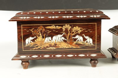 Lot 246 - TWO 20TH CENTURY INDIAN HARDWOOD LIDDED BOXES