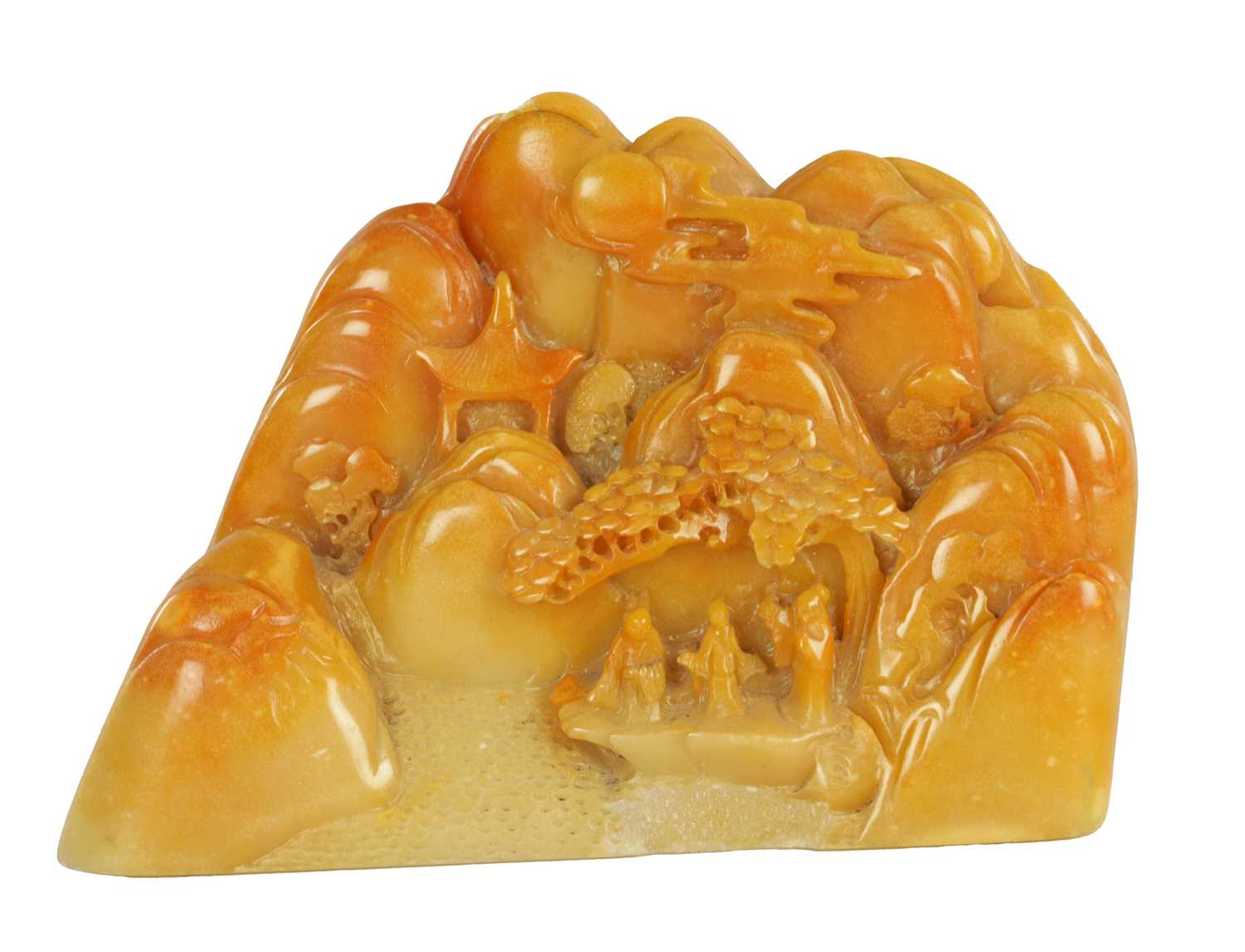 Lot 290 - A CHINESE SOAPSTONE CARVED SCULPTURE