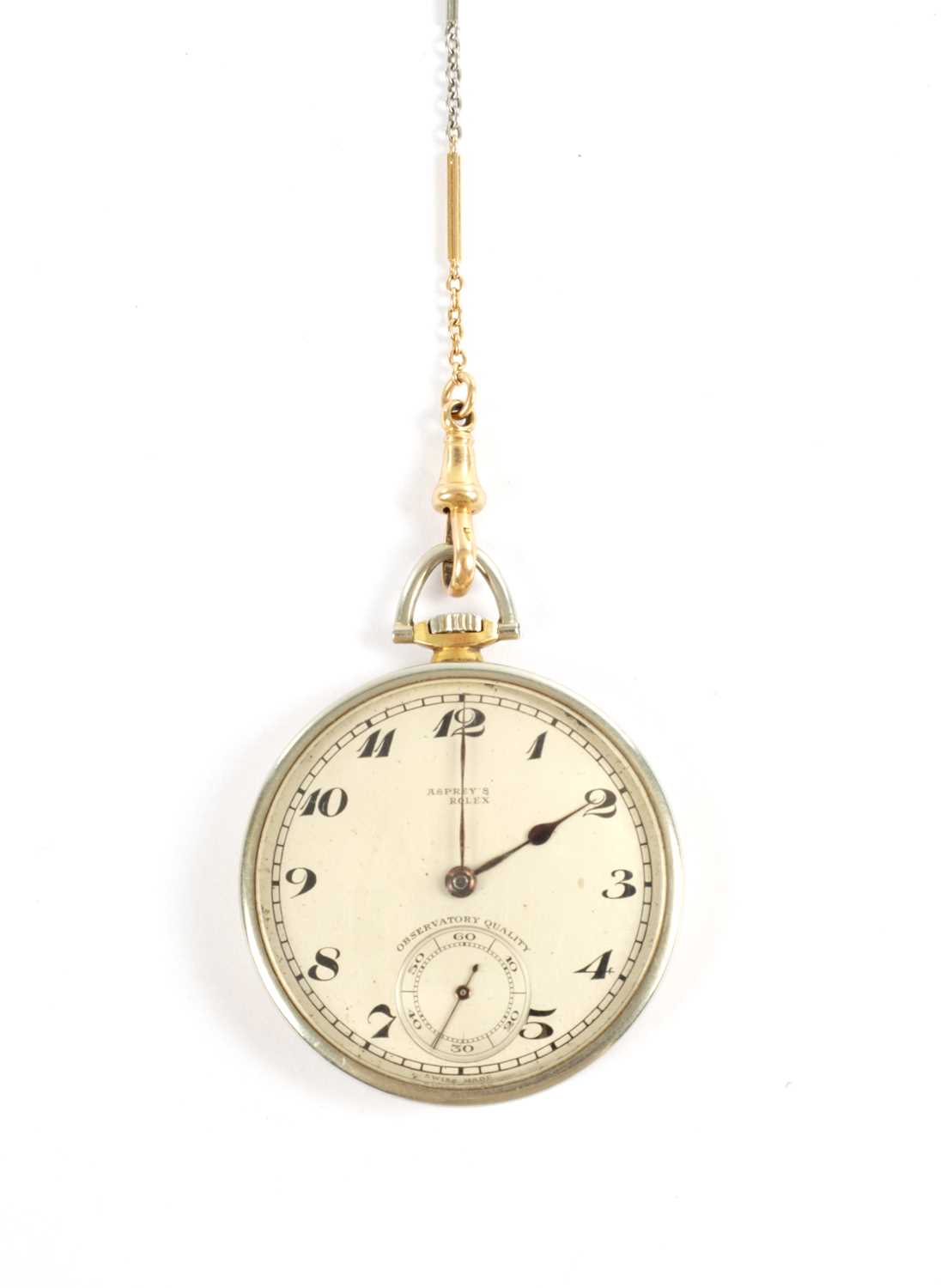 Lot 353 - AN EARLY 20TH CENTURY 18CT TWO TONE GOLD ROLEX POCKET WATCH RETAILED BY ASPREY, LONDON