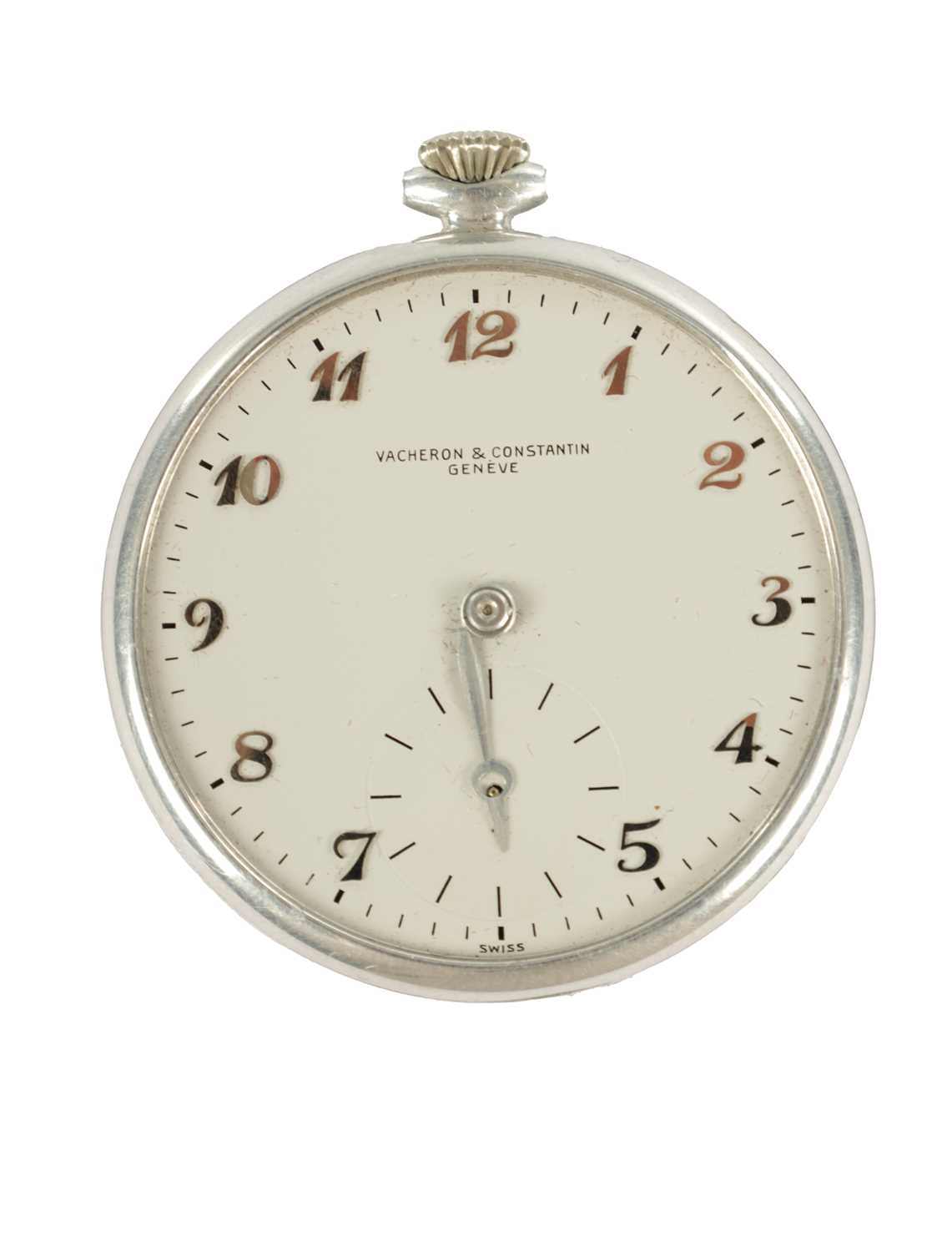 Lot 347 - VACHERON CONSTANTIN. A RARE LIGHTWEIGHT ALUMINIUM KEYLESS WINDING OPEN-FACED POCKET WATCH