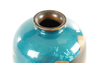 Lot 164 - A JAPANESE MEIJI PERIOD CLOISONNÉ ENAMEL VASE DECORATED WITH CARP