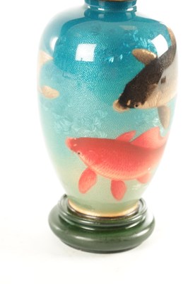 Lot 164 - A JAPANESE MEIJI PERIOD CLOISONNÉ ENAMEL VASE DECORATED WITH CARP