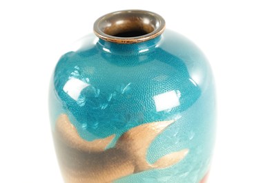 Lot 164 - A JAPANESE MEIJI PERIOD CLOISONNÉ ENAMEL VASE DECORATED WITH CARP