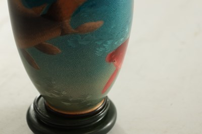 Lot 164 - A JAPANESE MEIJI PERIOD CLOISONNÉ ENAMEL VASE DECORATED WITH CARP
