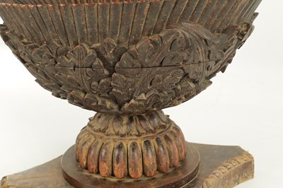 Lot 192 - AN UNUSUAL REGENCY ANGLO INDIAN CARVED HARDWOOD JARDINIERE