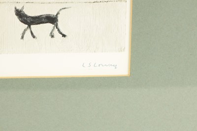 Lot 878 - A 20TH CENTURY L. S. LOWRY SIGNED PRINT 'THREE MEN AND A CAT'