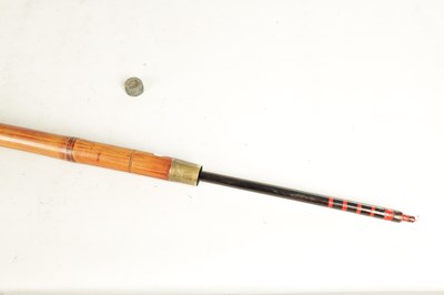 Lot 515 - AN EARLY 20TH CENTURY JAPANESE CARVED BAMBOO CARVED STICK WITH FITTED TELESCOPIC FISHING ROD