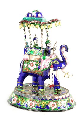 Lot 218 - A 20TH CENTURY INDIAN MEENAKARI SILVER AND COLOURED ENAMEL SCULPTURE