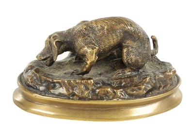 Lot 627 - Y. MONGMIEY SIGNED 19TH CENTURY SMALL GILT BRONZE DOG SCULPTURE