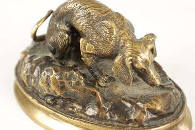 Lot 627 - Y. MONGMIEY SIGNED 19TH CENTURY SMALL GILT BRONZE DOG SCULPTURE