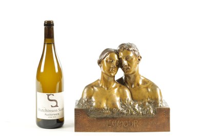Lot 613 - ADOLF JOSEF POHL (1872-1930) AN ARTS AND CRAFTS TWO-COLOUR PATINATED BRONZE SCULPTURE L'AMOUR