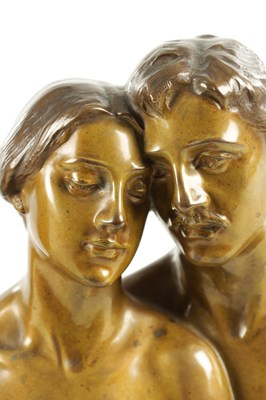 Lot 613 - ADOLF JOSEF POHL (1872-1930) AN ARTS AND CRAFTS TWO-COLOUR PATINATED BRONZE SCULPTURE L'AMOUR