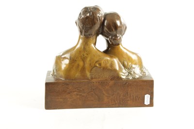 Lot 613 - ADOLF JOSEF POHL (1872-1930) AN ARTS AND CRAFTS TWO-COLOUR PATINATED BRONZE SCULPTURE L'AMOUR