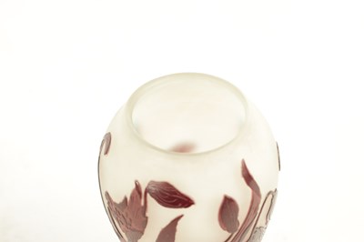 Lot 21 - A SIGNED EMILE GALLE CAMEO ART TAPERING OVOID CABINET VASE