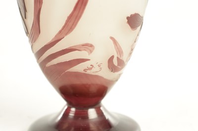 Lot 21 - A SIGNED EMILE GALLE CAMEO ART TAPERING OVOID CABINET VASE