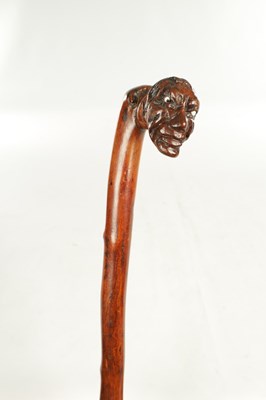 Lot 509 - AN EARLY 19TH CENTURY FOLK ART CARVED WALKING STICK