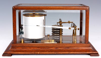 Lot 733 - A LATE 19th CENTURY OAK BAROGRAPH the lift off...