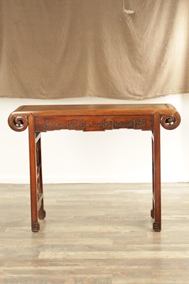 Lot 137 - A LATE 19TH CENTURY CHINESE HARDWOOD ALTAR TABLE POSSIBLY HUANGHUALI WOOD