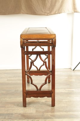 Lot 137 - A LATE 19TH CENTURY CHINESE HARDWOOD ALTAR TABLE POSSIBLY HUANGHUALI WOOD