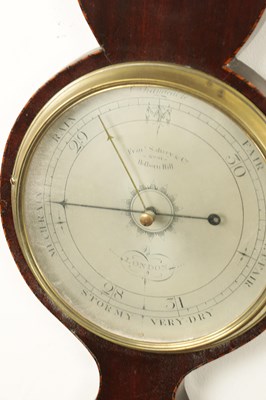 Lot 1009 - FRANCIS SALTERY & CO. HOLBORN HILL, LONDON. A GEORGE III INLAID MAHOGANY WHEEL BAROMETER