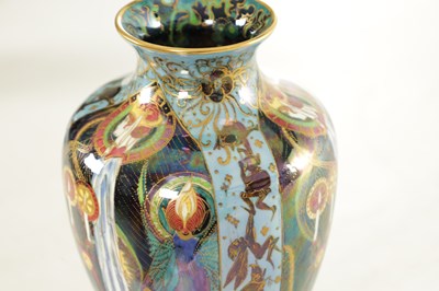 Lot 93 - A GOOD EARLY 20TH CENTURY WEDGWOOD FAIRYLAND LUSTRE “CANDLEMAS” DESIGN CABINET VASE BY DAISY MAKEIG JONES