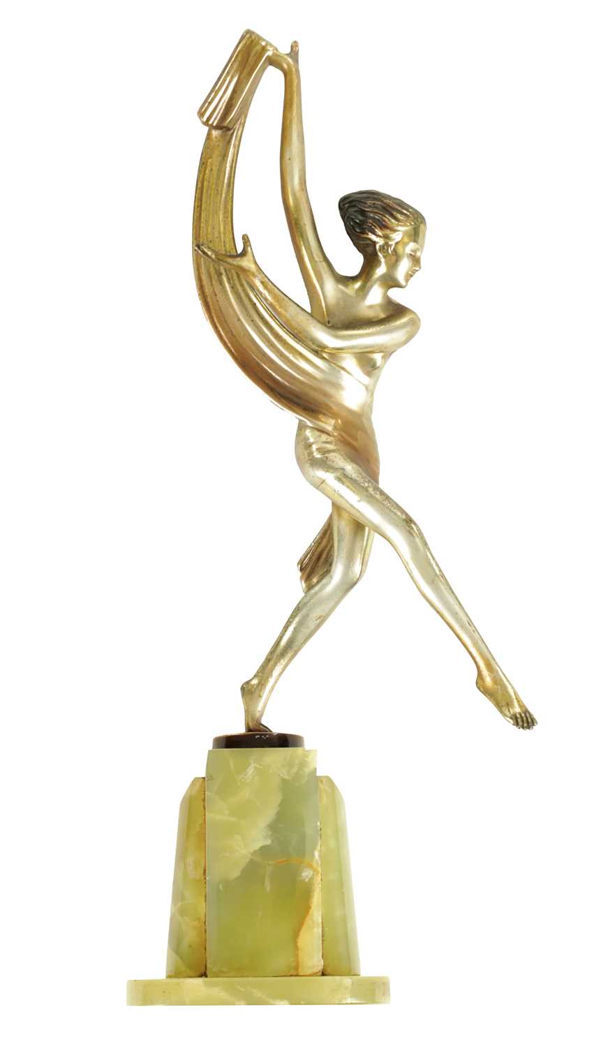 Lot 751 - JOSEF LORENZL (1892 - 1950) AN ART DECO SILVERED BRONZE FIGURE OF A DANCING GIRL