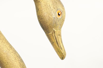 Lot 494 - A LATE 19TH CENTURY GILT METAL SWAN'S HEAD WALKING STICK