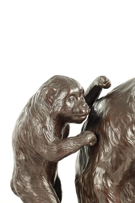 Lot 189 - 2 LATE 19TH CENTURY JAPANESE MEIJI CAST BRONZE MONKEYS ON STAND