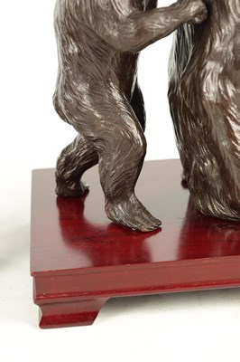 Lot 189 - 2 LATE 19TH CENTURY JAPANESE MEIJI CAST BRONZE MONKEYS ON STAND