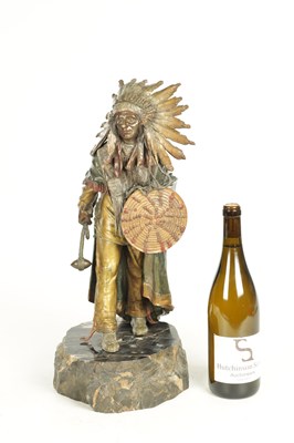 Lot 739 - A FINE LATE 19TH CENTURY AUSTRIAN COLD-PAINTED BRONZE SCULPTURE IN THE MANNER OF FRANZ BERGMAN