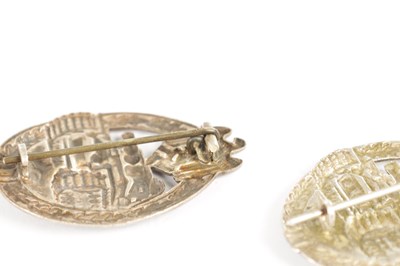Lot 548 - A COLLECTION OF THREE WW2 GERMAN THIRD REICH SILVER AND SILVER METAL PANZER ASSAULT BADGES