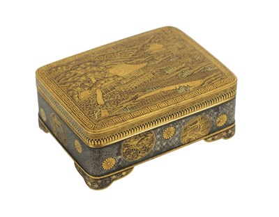 Lot 152 - A FINE JAPANESE MEIJI GILT AND SILVERED IRONWORK BOX BY KOMAI