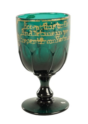 Lot 9 - A LATE GEORGIAN BRISTOL GREEN GLASS GOBLET