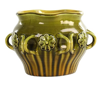 Lot 79 - A LATE 19TH CENTURY LINTHORPE POTTERY JARDINIERE AFTER DESIGNS BY CHRISTOPHER DRESSER