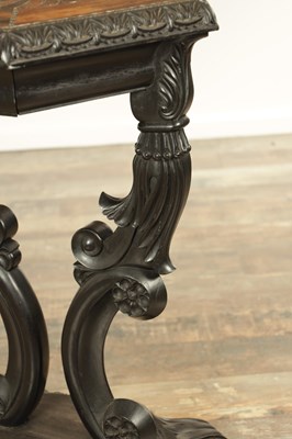 Lot 266 - A 19TH CENTURY CEYLONESE EBONY AND SPECIMEN WOOD OCCASIONAL TABLE
