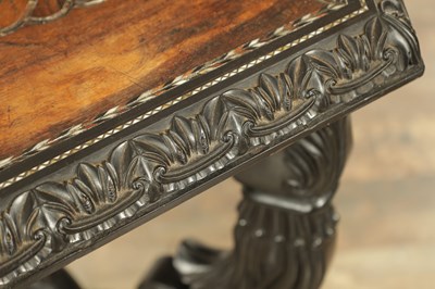 Lot 266 - A 19TH CENTURY CEYLONESE EBONY AND SPECIMEN WOOD OCCASIONAL TABLE