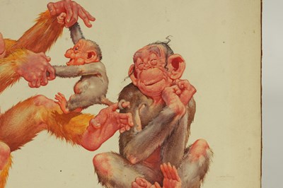 Lot 835 - CLARENCE LAWSON WOOD, RI (1878-1957) AN ORIGINAL WATERCOLOUR AND INK CARICATURE ILLUSTRATION
