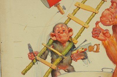 Lot 846 - CLARENCE LAWSON WOOD, RI (1878-1957) AN ORIGINAL WATERCOLOUR AND INK CARICATURE ILLUSTRATION