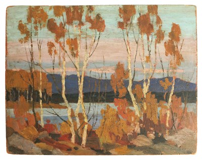 Lot 843 - ATT. TOM THOMSON (CANADIAN 1877-1917) OIL ON PANEL