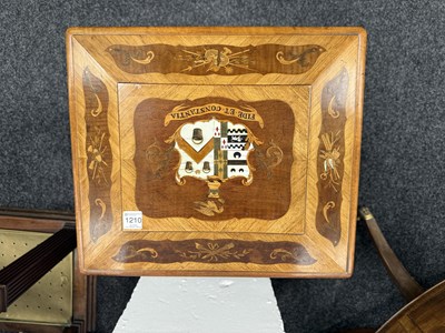 Lot 1210 - A FINE MID 19TH CENTURY MARQUETRY PANELLED KINGWOOD TEAPOY