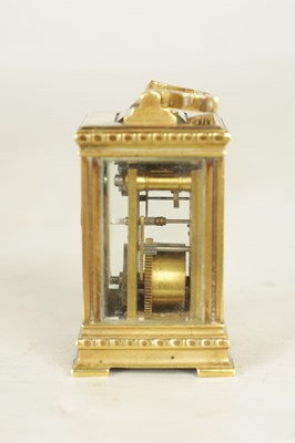 Lot 1111 - A LATE 19TH CENTURY FRENCH BRASS CARRIAGE CLOCK OF TINY PROPORTIONS