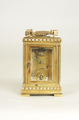 Lot 1111 - A LATE 19TH CENTURY FRENCH BRASS CARRIAGE CLOCK OF TINY PROPORTIONS