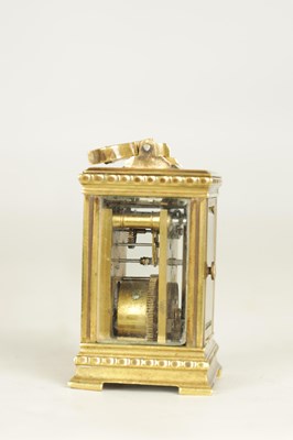 Lot 1111 - A LATE 19TH CENTURY FRENCH BRASS CARRIAGE CLOCK OF TINY PROPORTIONS