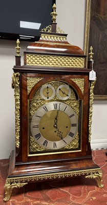 Lot 1144 - FRENCH, ROYAL EXCHANGE, LONDON. A MAGNIFICENT LATE GEORGE III ORMOLU MOUNTED MUSICAL BRACKET CLOCK