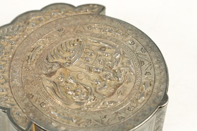 Lot 220 - A 19TH CENTURY CHINESE SILVER LIDDED DRESSING TABLE BOX