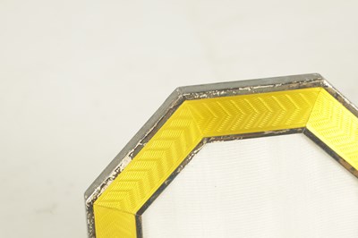 Lot 455 - A 19TH CENTURY ITALIAN YELLOW GUILLOCHE ENAMEL AND SILVER PHOTO FRAME